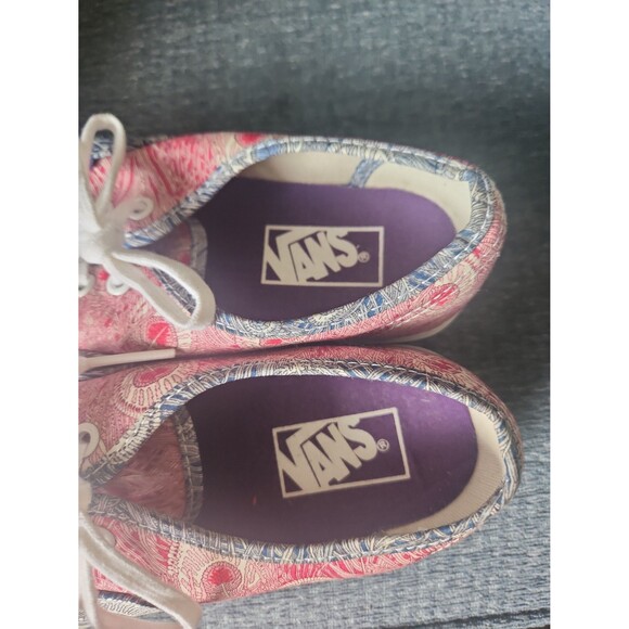 Vans Old Skool Skater Shoes Red & Blue Print Women's 5.5 - Picture 6 of 11